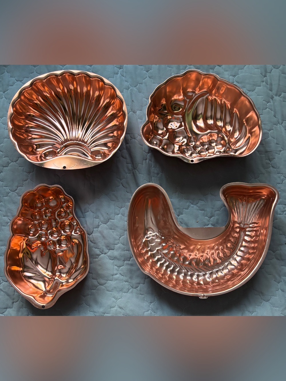 Vintage Copper Toned Decorative Molds - Set of 4